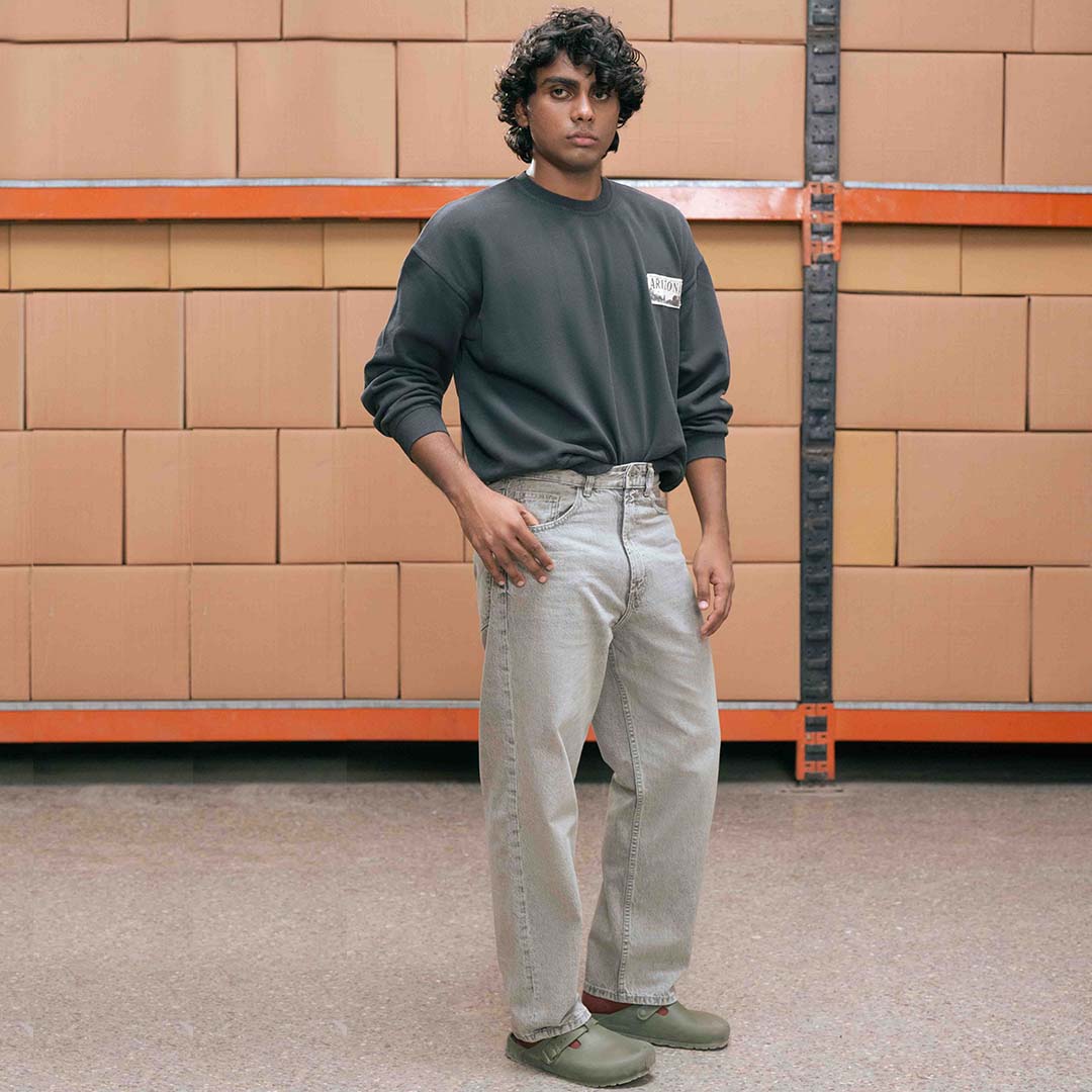 Tinted Grey Baggy Jeans