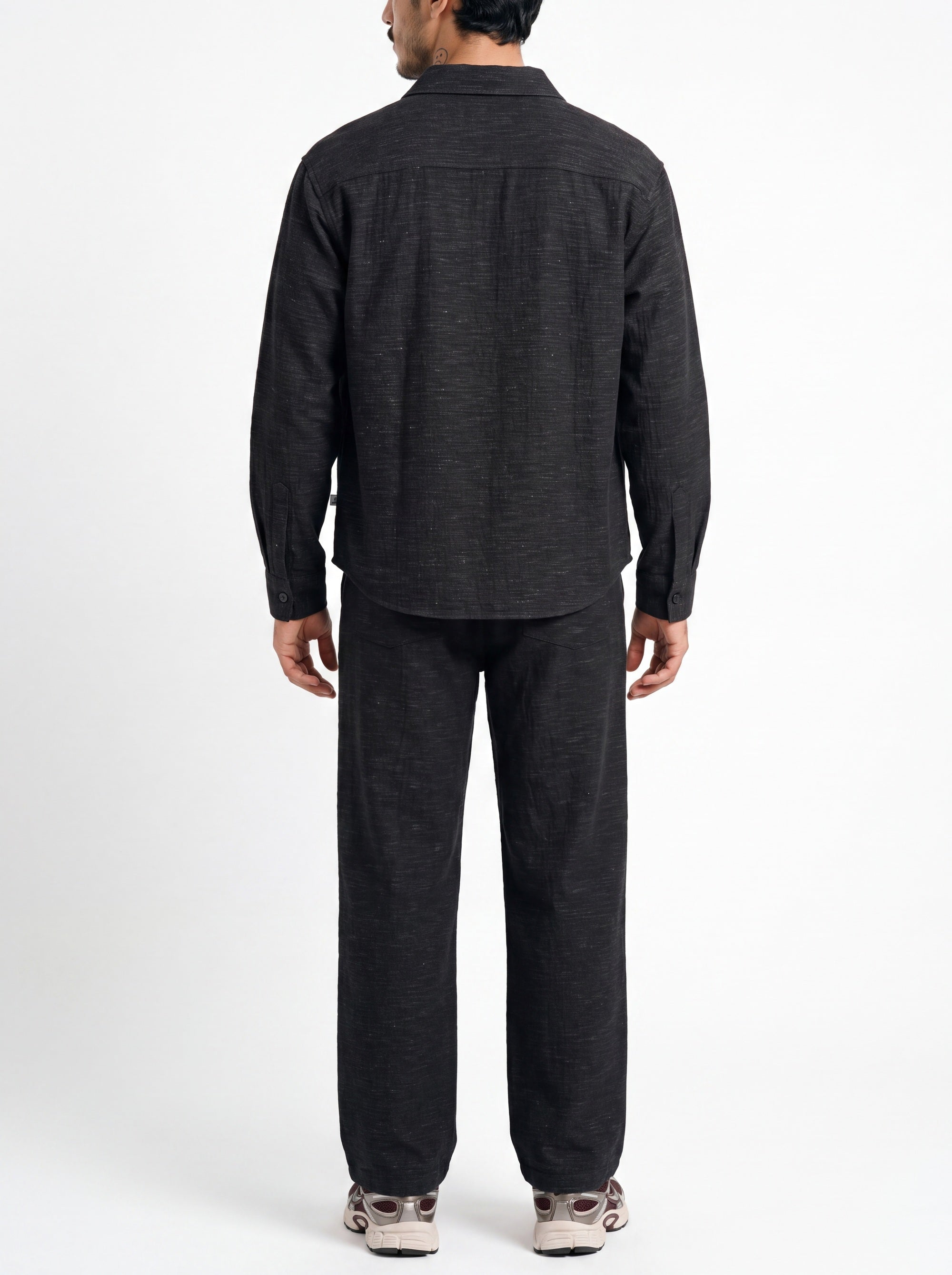 March Fit – Uni Crop Full Sleeves Shirt – Black Linen