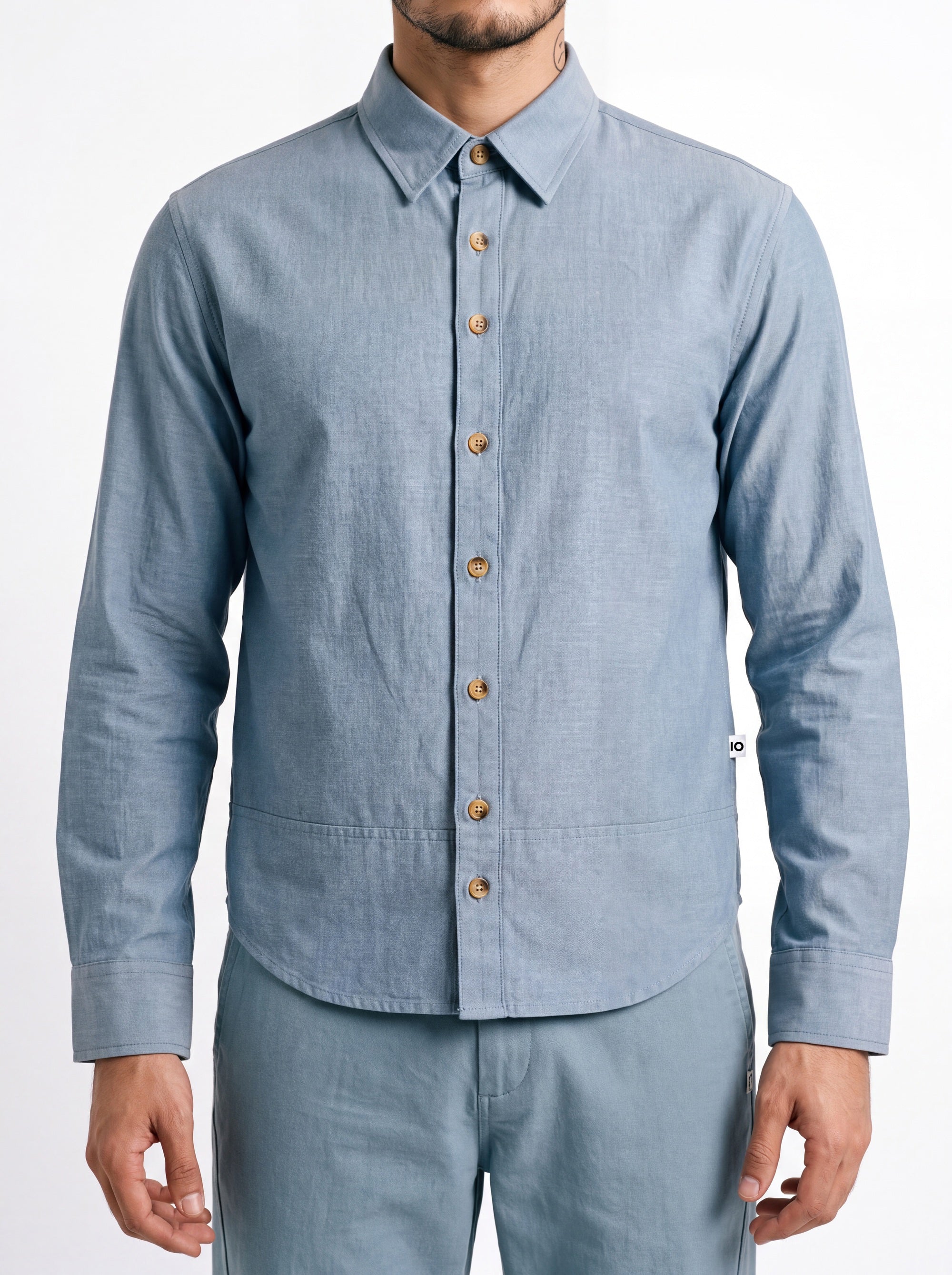 March Fit – Uni Crop Full Sleeves Shirt – Blue Polo