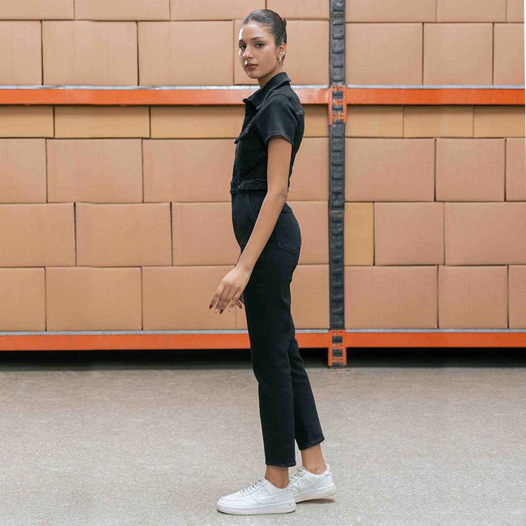 Black Denim Jumpsuit