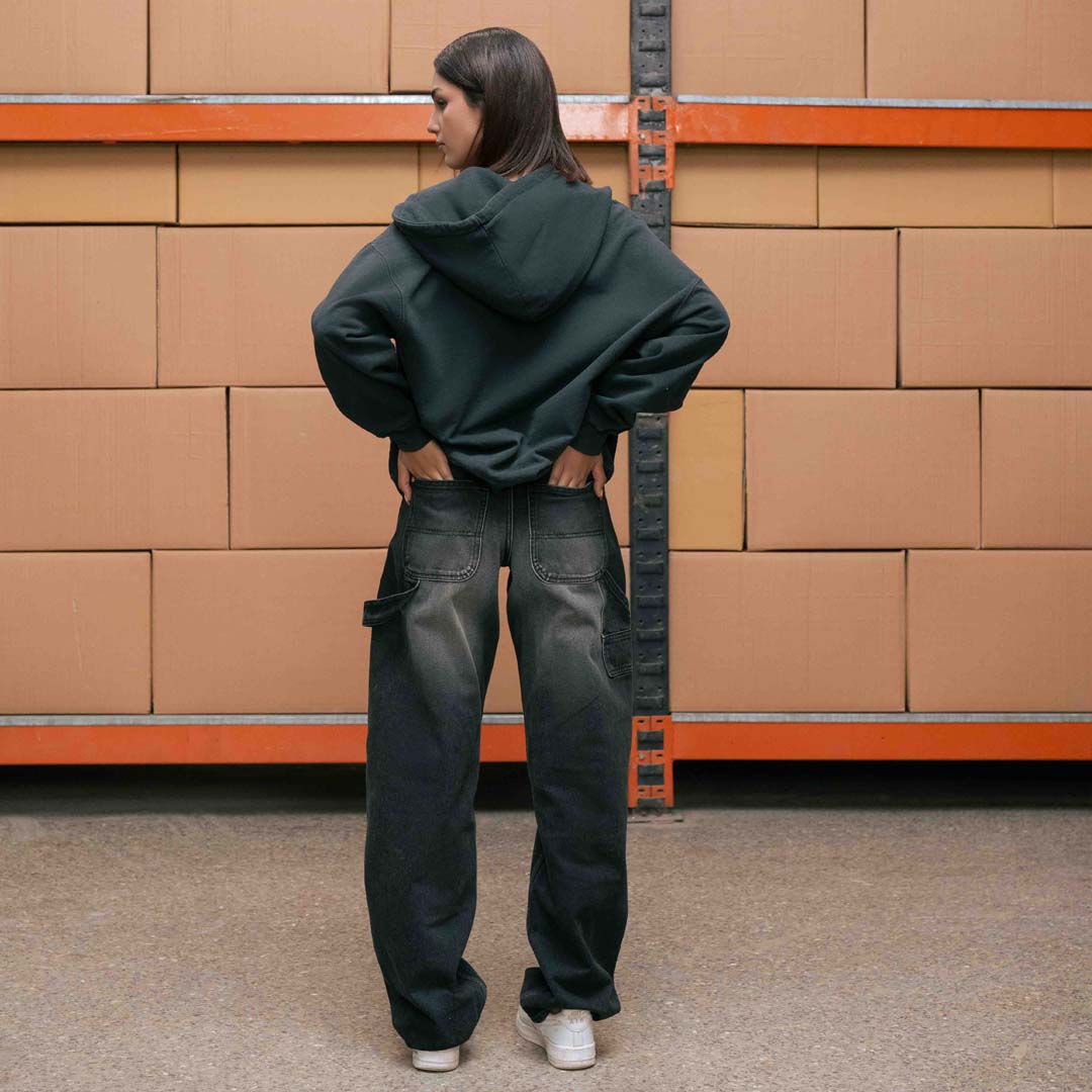 Women's Vintage Black Zipper Hoodie