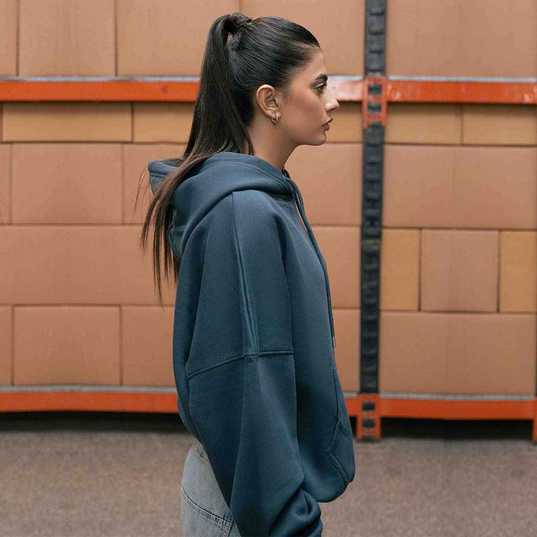 Dark Teal EGO Drop-Shoulder Hoodie