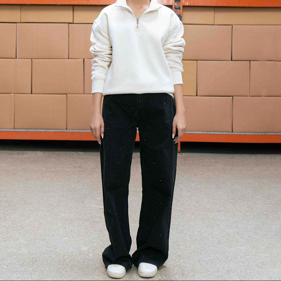 Black Studded Baggy Jeans