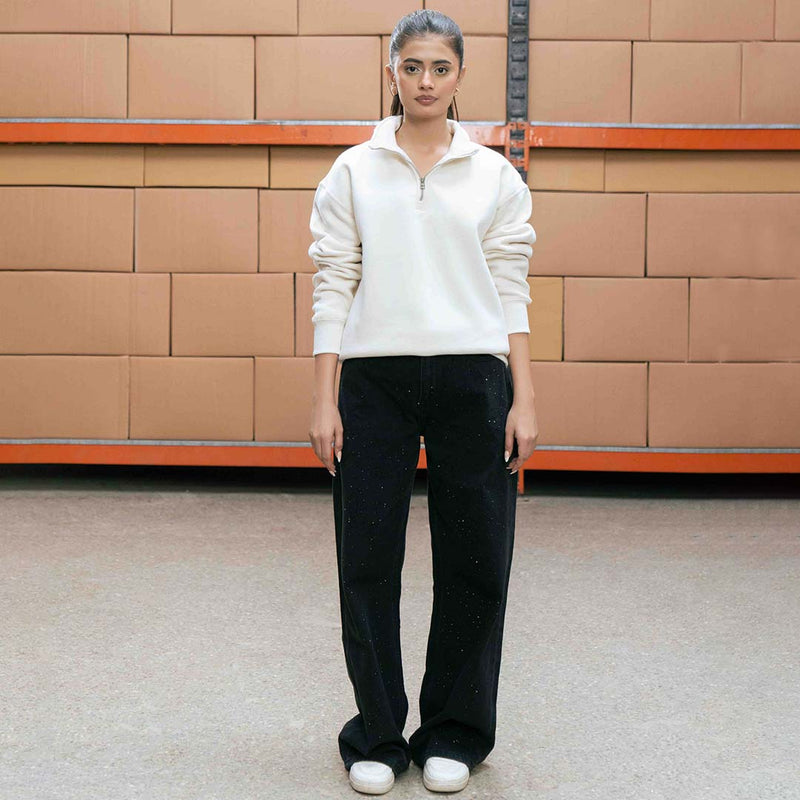 Women's Cream Quarter Zipper