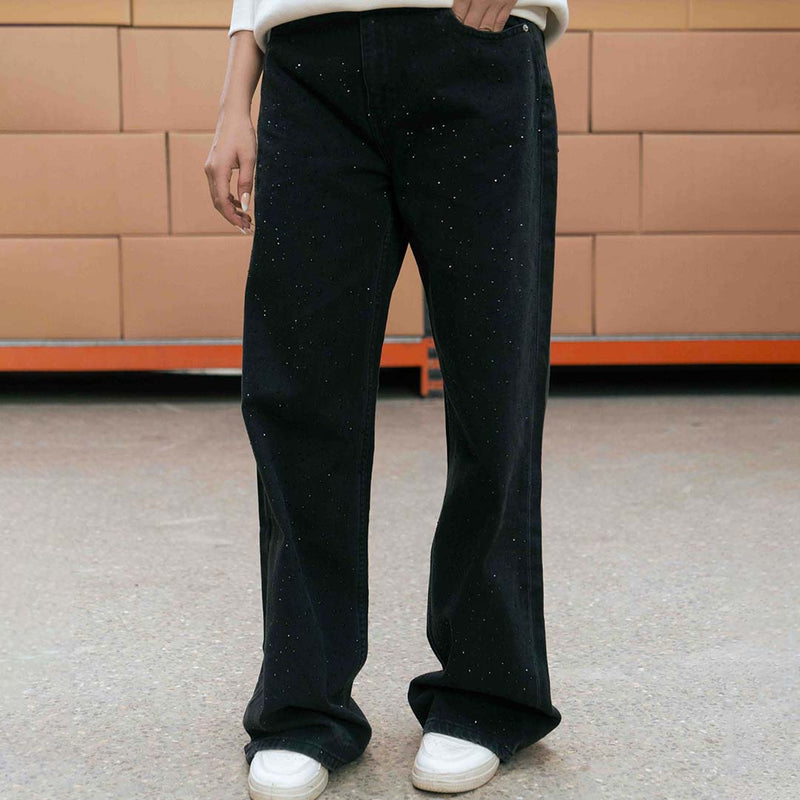 Black Studded Baggy Jeans