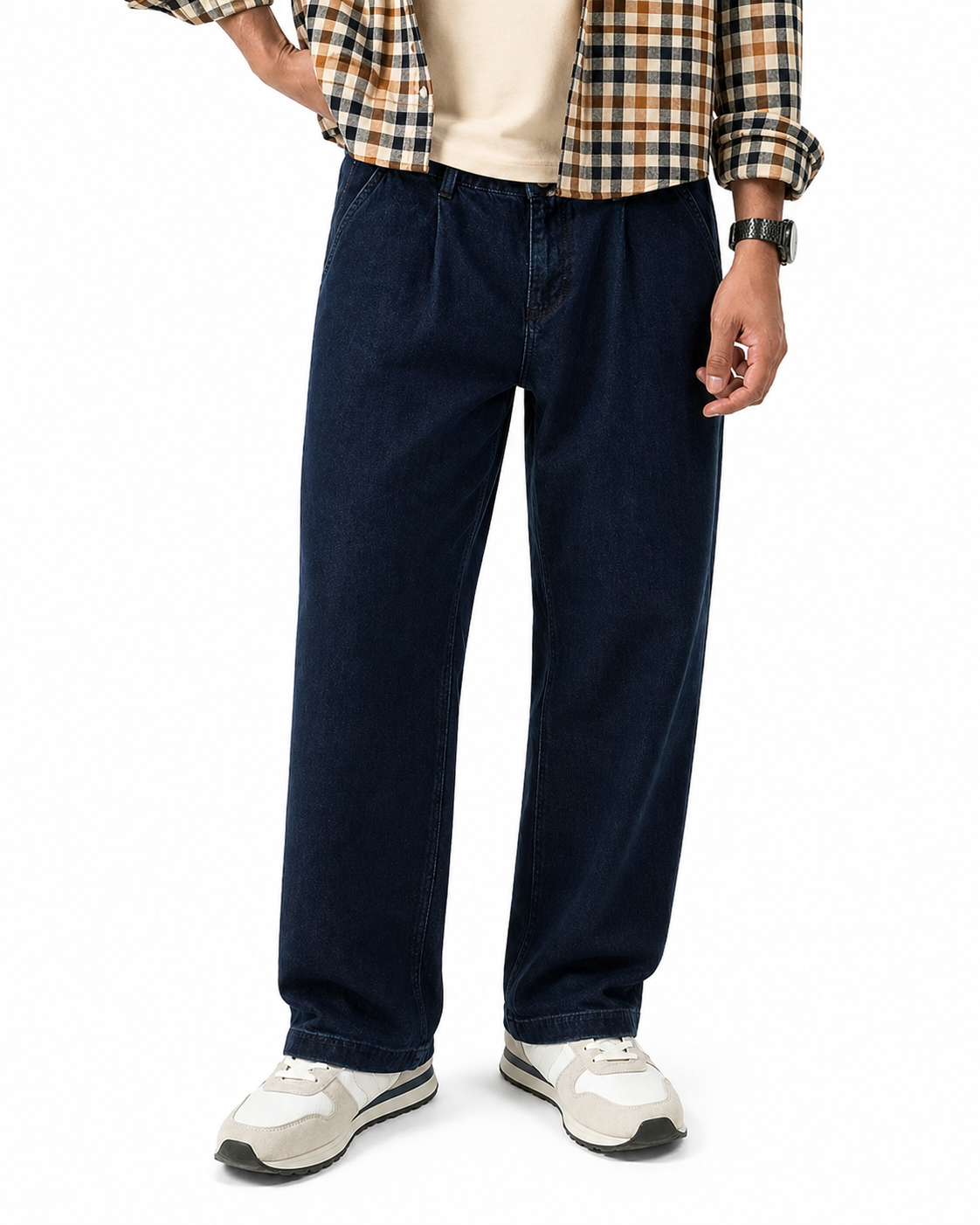 Blue Tencel Blend Baggy Pant