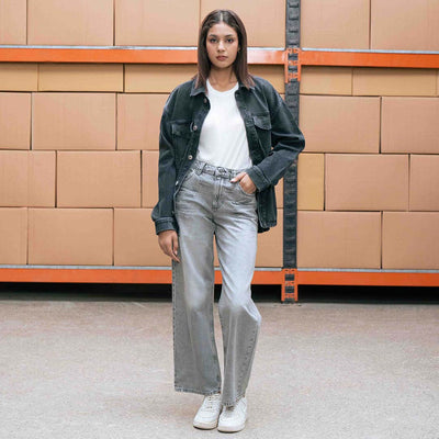 Women's Oversized Charcoal Denim Shacket