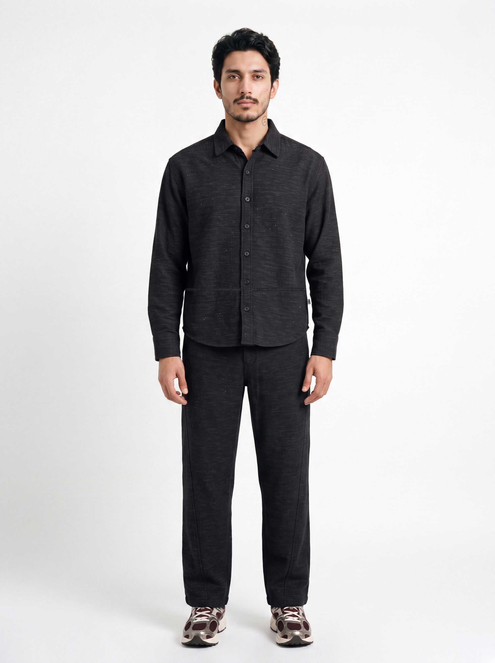 March Fit – Uni Crop Full Sleeves Shirt – Black Linen