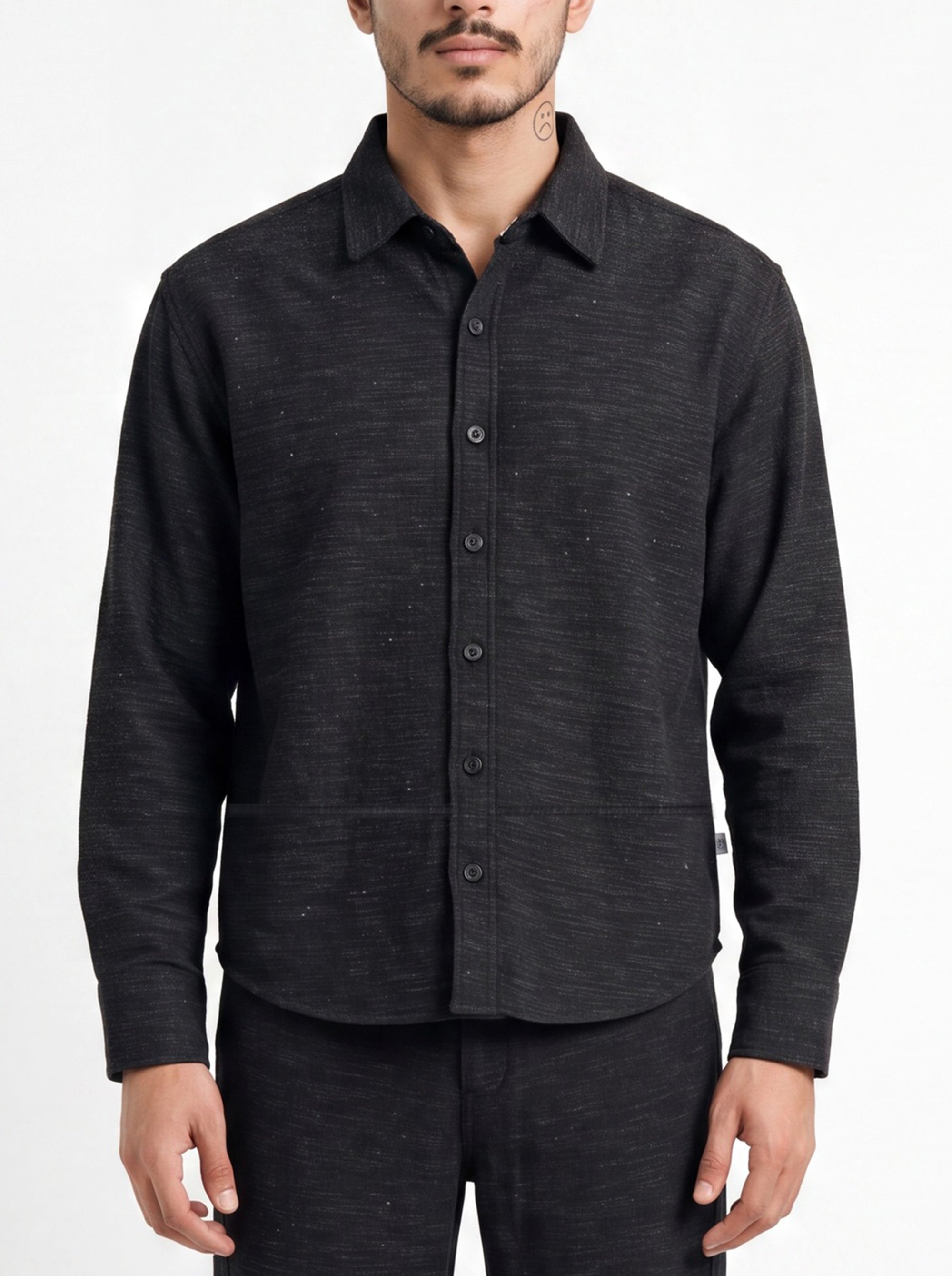 March Fit – Uni Crop Full Sleeves Shirt – Black Linen