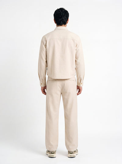 March Fit – Uni Crop Full Sleeves Shirt – Beige Linen