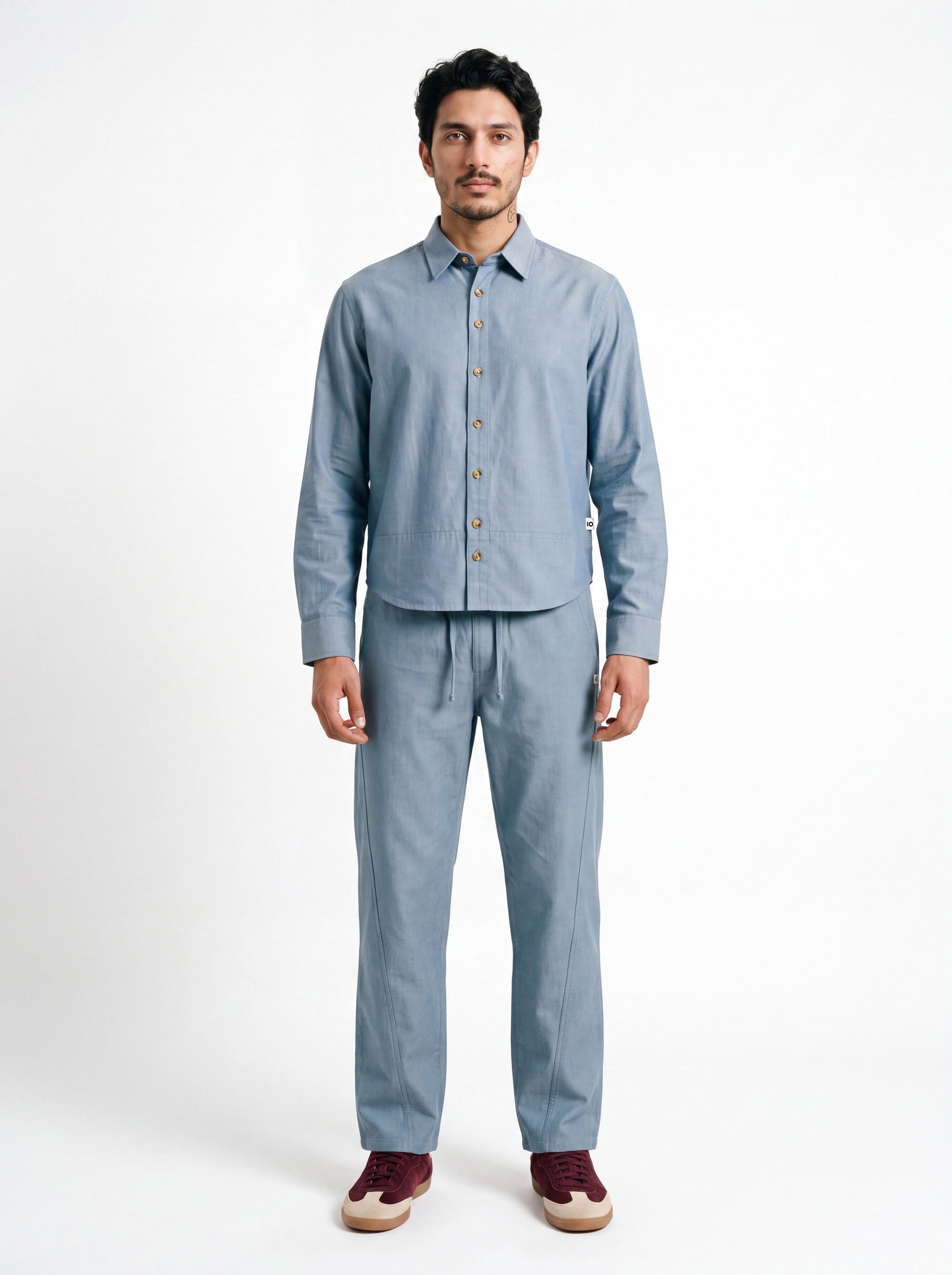 March Fit – Uni Crop Full Sleeves Shirt – Blue Polo