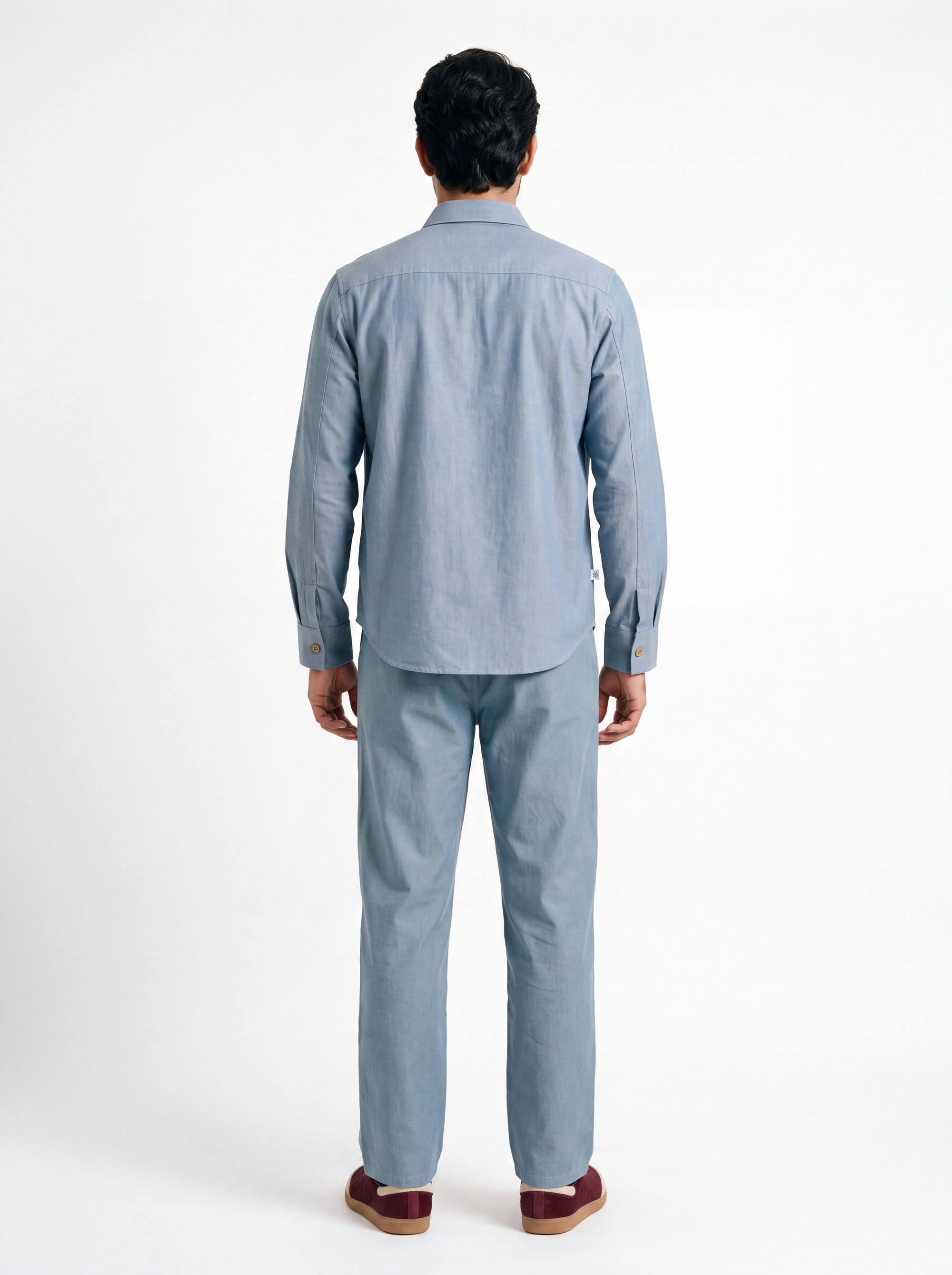 March Fit – Uni Crop Full Sleeves Shirt – Blue Polo