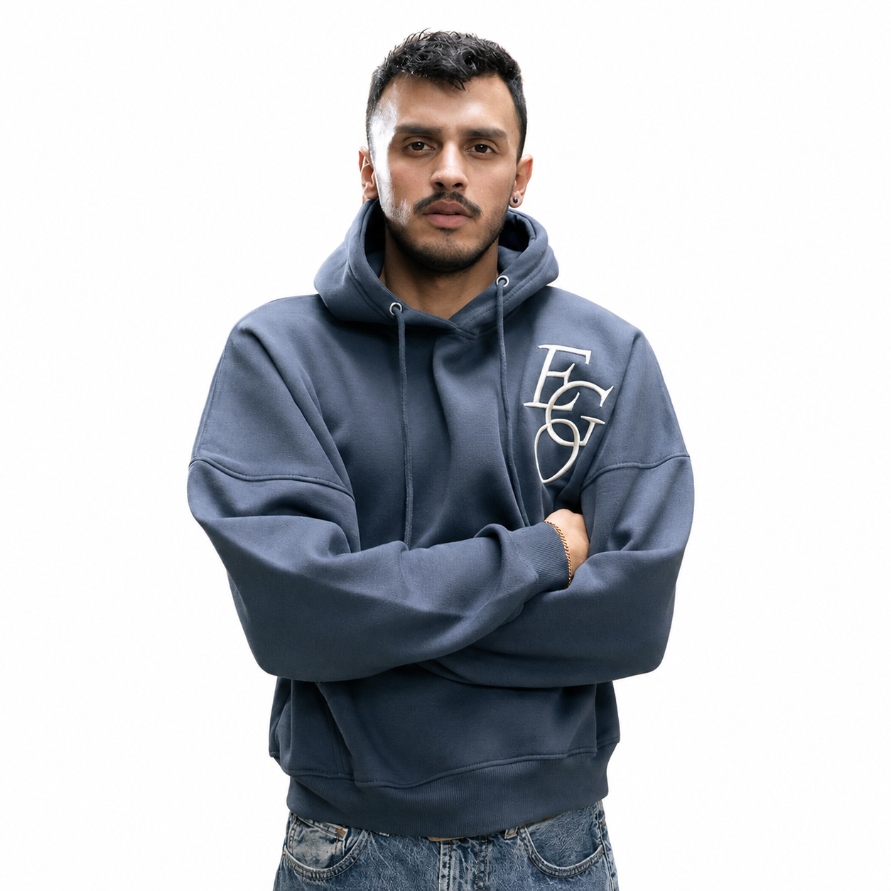 Dark Teal EGO Drop-Shoulder Hoodie