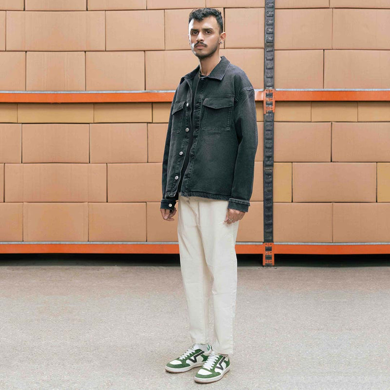 Oversized Charcoal Denim Jacket