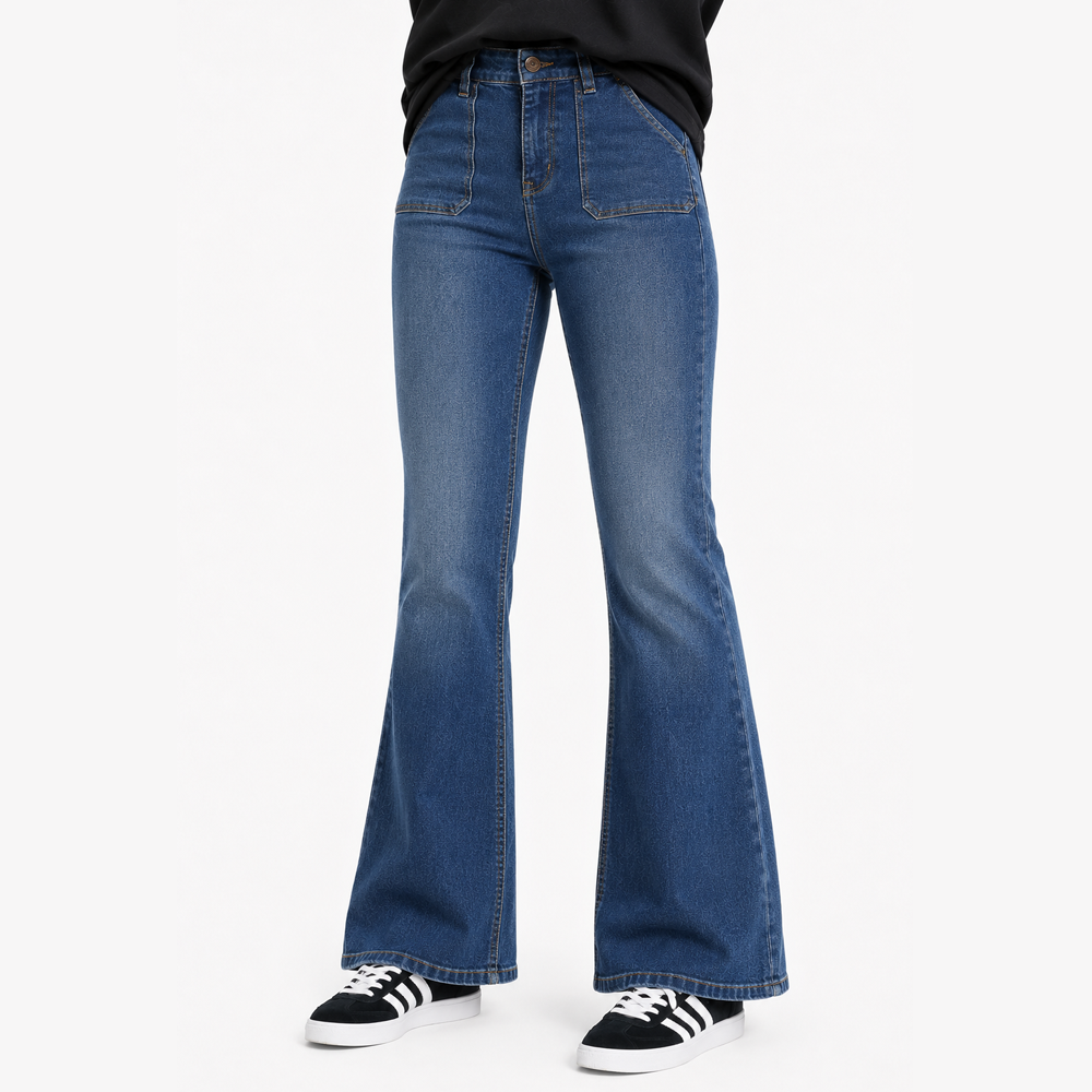 High Rise Flare Jeans with Porkchop Pockets
