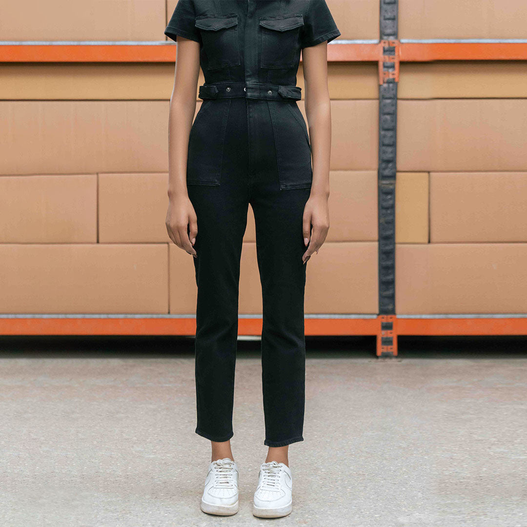 Black Denim Jumpsuit