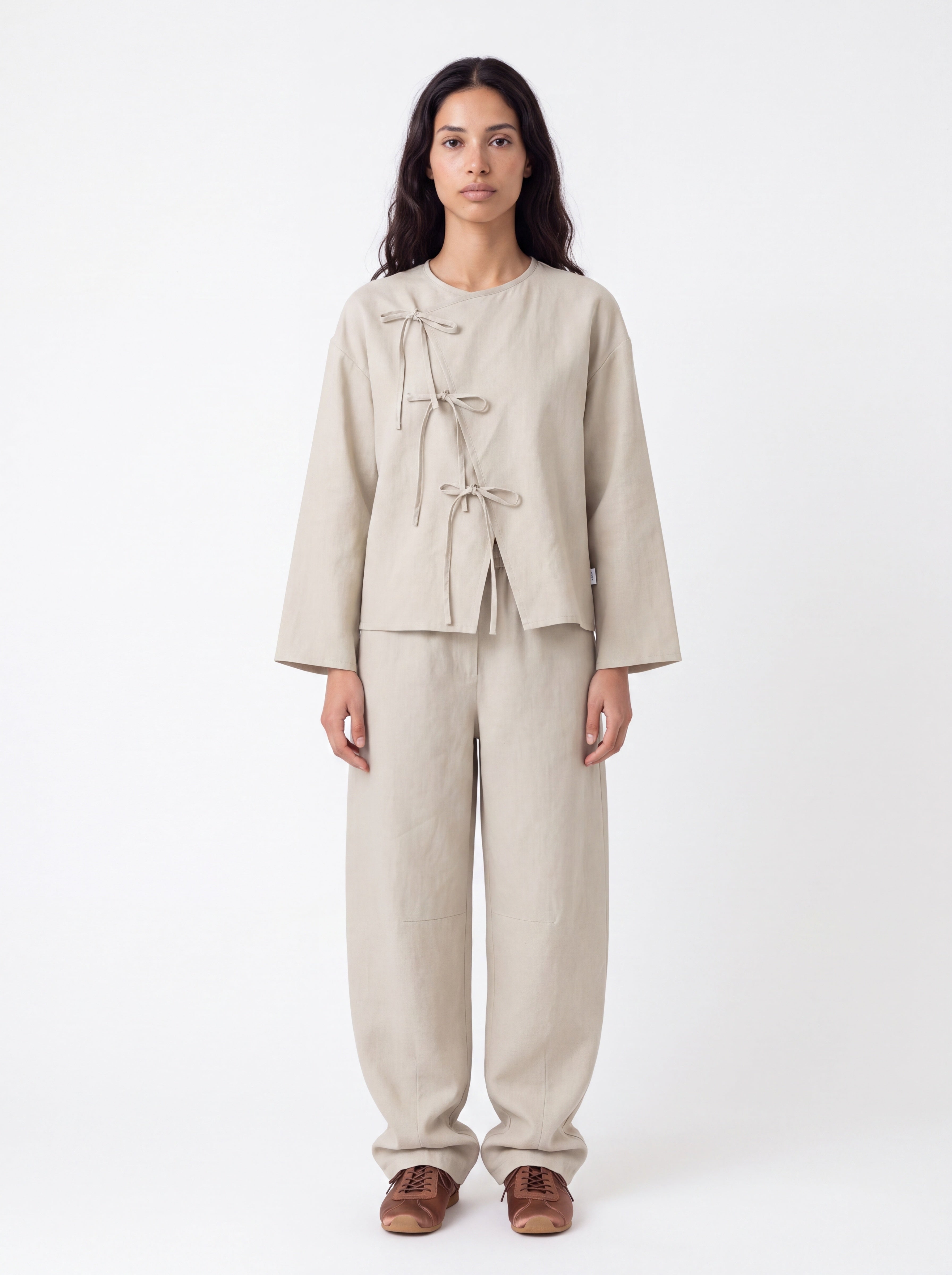 Cape Shirt – Dia Fit –  Beige Linen
