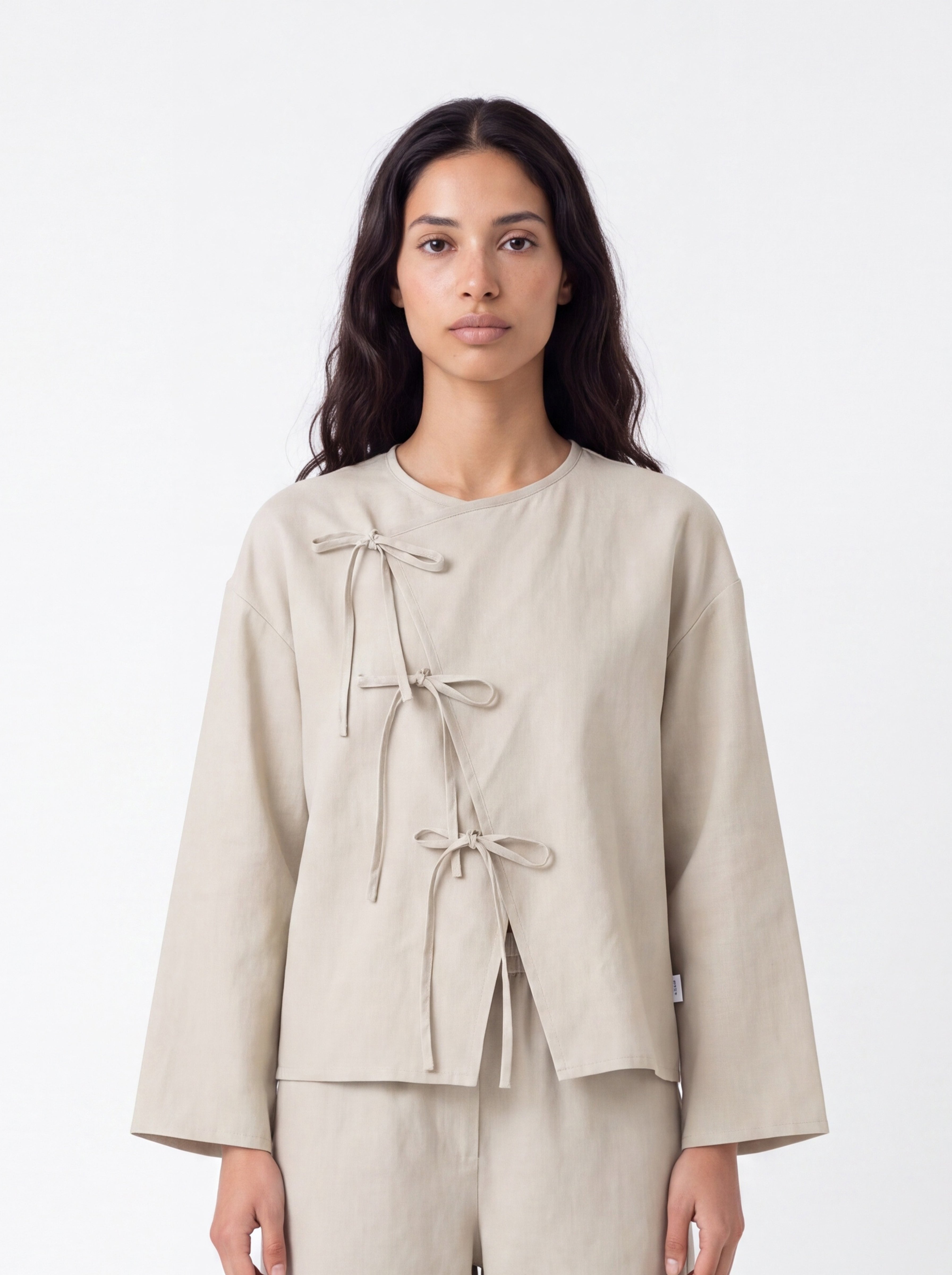 Cape Shirt – Dia Fit –  Beige Linen