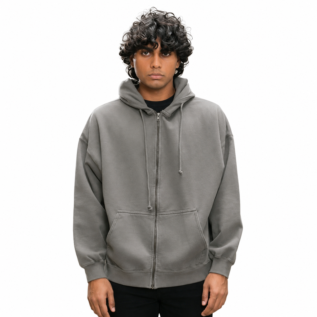 Vintage Grey Zipper Hoodie