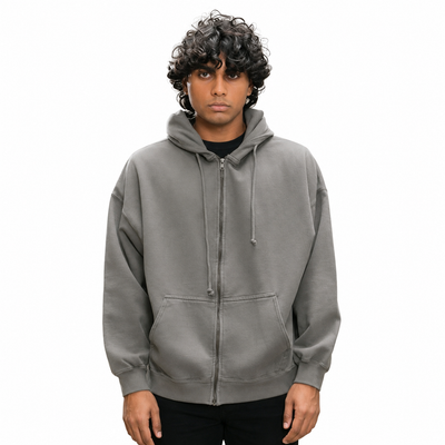 Vintage Grey Zipper Hoodie