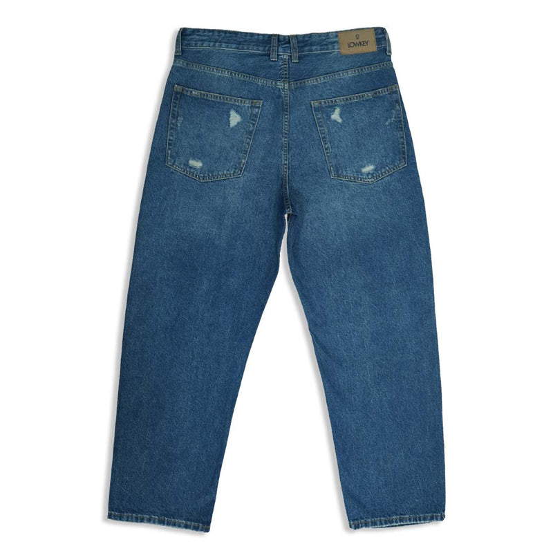 Mid Dark Distressed Baggy Jeans