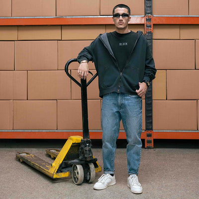 Vintage Black Zipper Hoodie