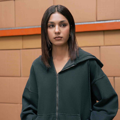 Women's Vintage Black Zipper Hoodie