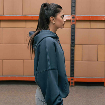 Dark Teal EGO Drop-Shoulder Hoodie