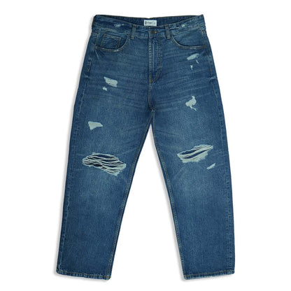Mid Dark Distressed Baggy Jeans