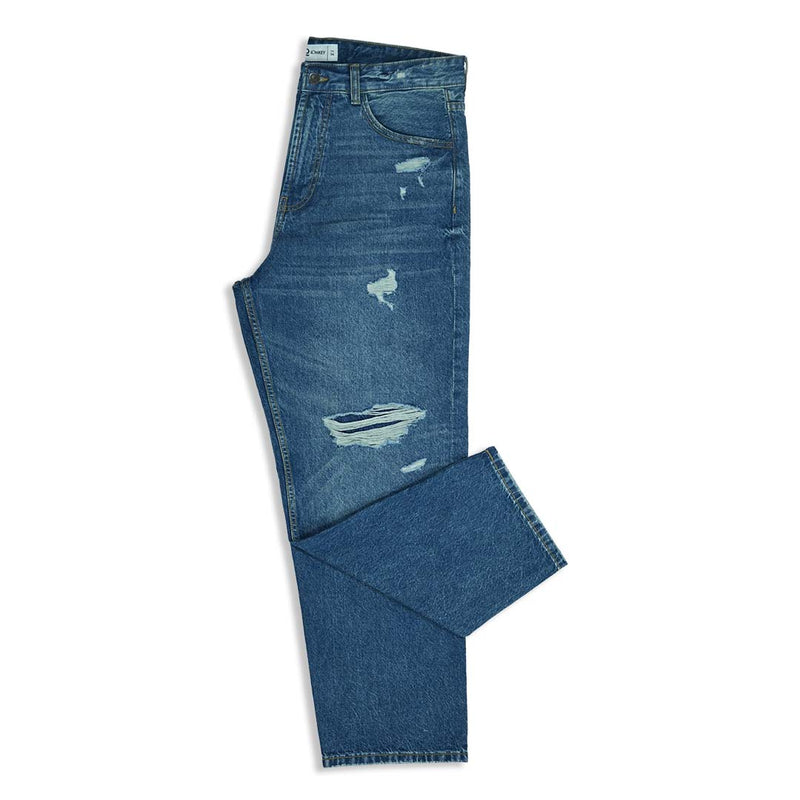 Mid Dark Distressed Baggy Jeans